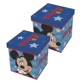 Pouf Mickey Mouse Contenitore Portagiochi in Tessuto con Seduta