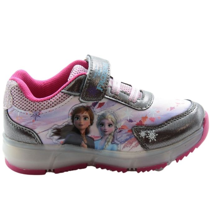 Scarpe Frozen Sneakers con Luci per Bambine Rosa e Argento