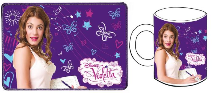 Disney Violetta Set Tazza Colazione e Tovaglietta in Tessuto