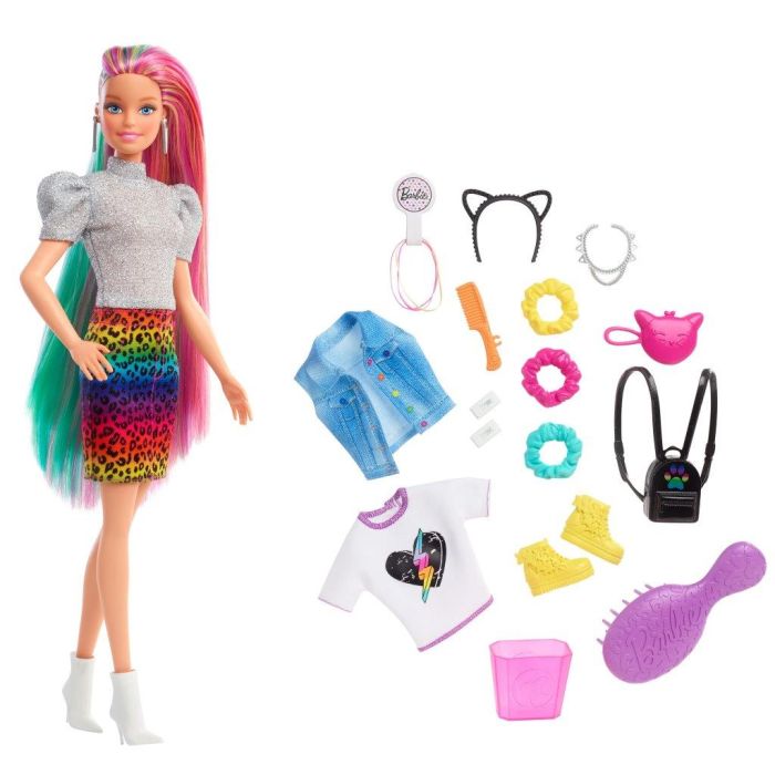 Barbie Bambola con Capelli Arcobaleno e Accessori