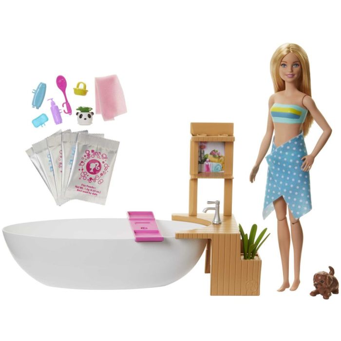 Barbie Playset con Bambola Bionda Vasca da Bagno e Accessori