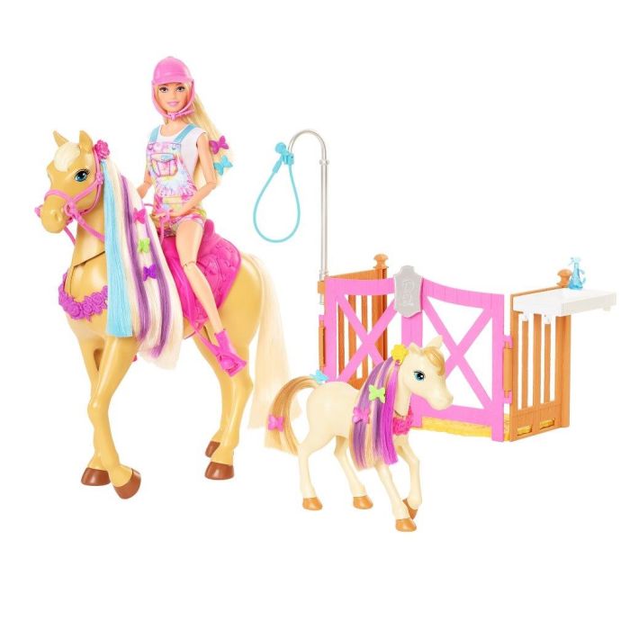 Il Ranch di Barbie Playset con bambola 2 cavalli e 20 accessori inclusi