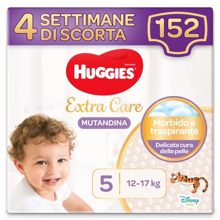 Huggies Pannolini Extra Care Mutandina Taglia 5 Maxi Confezione da 152  Pannolini (4 Settimane di scorta)