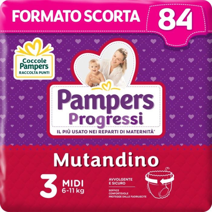 Pampers Progressi Mutandino Taglia 3 Pacco Scorta da 4 Confezioni 84  Pannolini