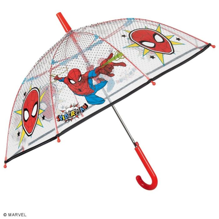 Perletti Ombrello Automatico Spiderman Cupola Trasparente